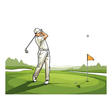 golfer swinging club on green clip art preview