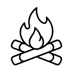 campfire icon, campfire line art - simple line art of campfire, perfect for campfire logos and icons and themed design 