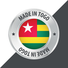 Made in Togo badge logo flag sticker 3d vector illustration isolated on white