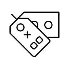 game tag icon, game tag line art - simple line art of game tag, perfect for game tag logos and icons and themed design 