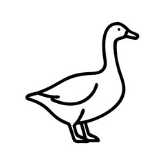 goose silhouette icon, goose silhouette line art - simple line art of goose silhouette, perfect for goose silhouette logos and icons and themed design 