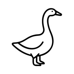 goose silhouette icon, goose silhouette line art - simple line art of goose silhouette, perfect for goose silhouette logos and icons and themed design 