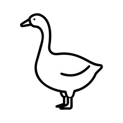 goose silhouette icon, goose silhouette line art - simple line art of goose silhouette, perfect for goose silhouette logos and icons and themed design 