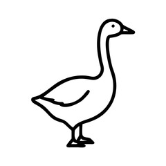 goose silhouette icon, goose silhouette line art - simple line art of goose silhouette, perfect for goose silhouette logos and icons and themed design 