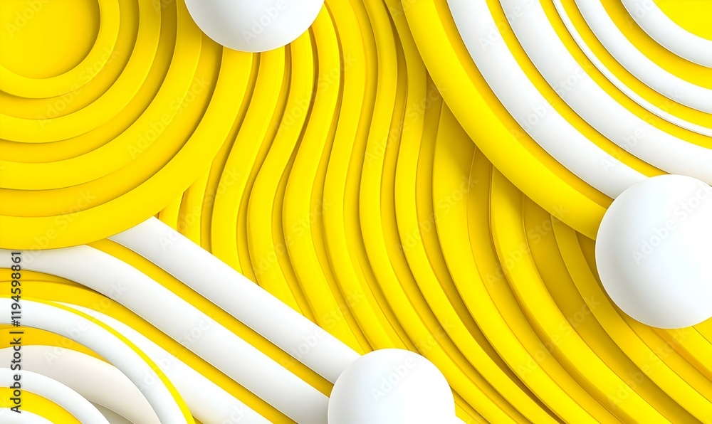 Poster vibrant yellow circular abstraction, a bold and energetic backdrop featuring dynamic circular shapes
