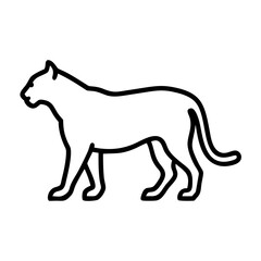 mountain lion silhouette icon, mountain lion silhouette line art - simple line art of mountain lion silhouette, perfect for mountain lion silhouette logos and icons and themed design 