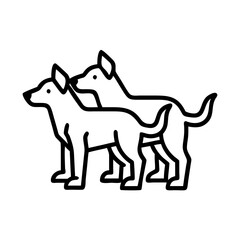 pack of hunting dogs icon, pack of hunting dogs line art - simple line art of pack of hunting dogs, perfect for pack of hunting dogs logos and icons and themed design 