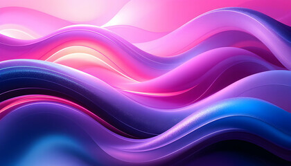 Naklejka premium Abstract Purple Pink Blue Waves Digital Art Background