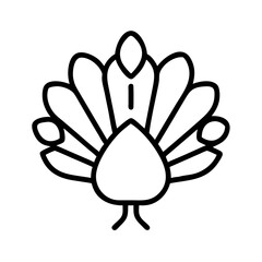 turkey feathers icon, turkey feathers line art - simple line art of turkey feathers, perfect for turkey feathers logos and icons and themed design 