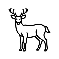 whitetail deer icon, whitetail deer line art - simple line art of whitetail deer, perfect for whitetail deer logos and icons and themed design 