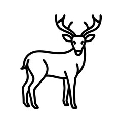 whitetail deer icon, whitetail deer line art - simple line art of whitetail deer, perfect for whitetail deer logos and icons and themed design 