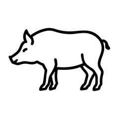 wild boar silhouette icon, wild boar silhouette line art - simple line art of wild boar silhouette, perfect for wild boar silhouette logos and icons and themed design 