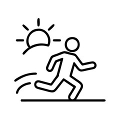 early morning run icon, early morning run line art - simple line art of early morning run, perfect for early morning run logos and icons and themed design 