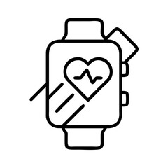 fitness tracker watch icon, fitness tracker watch line art - simple line art of fitness tracker watch, perfect for fitness tracker watch logos and icons and themed design 