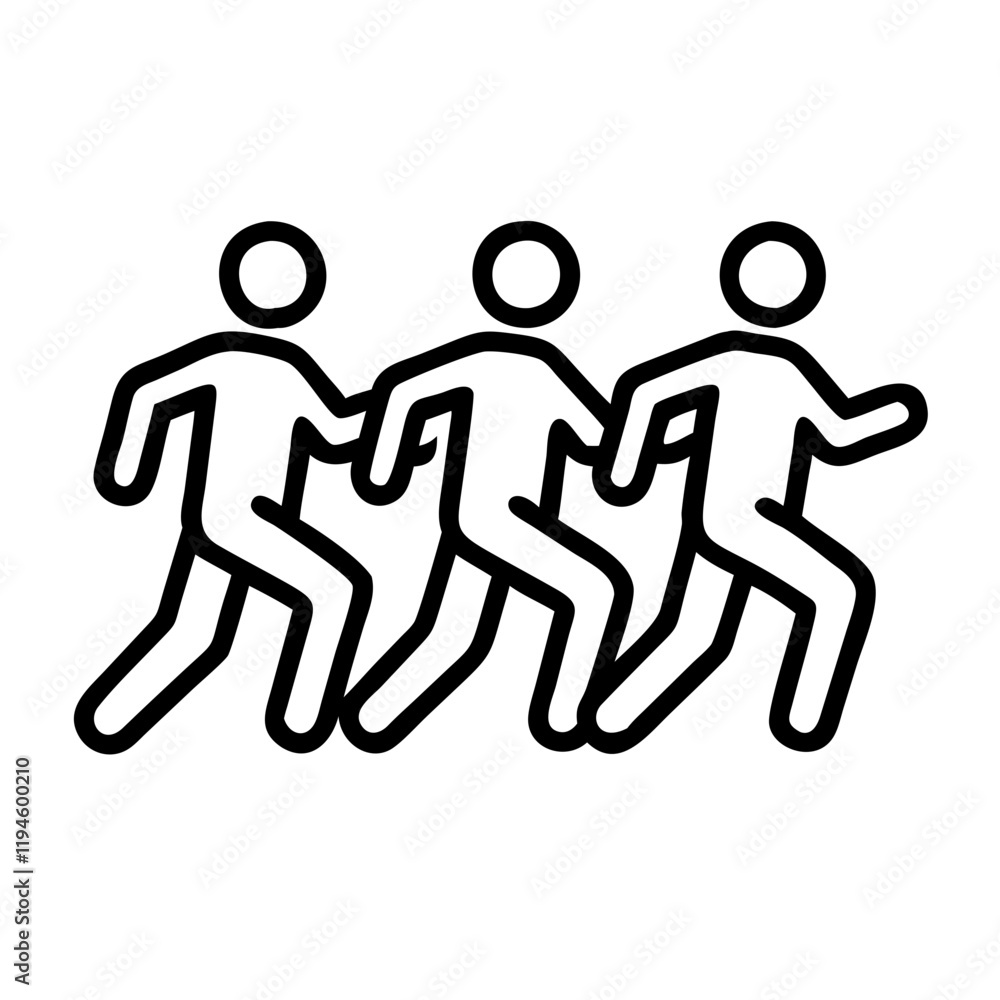 Poster group jogging session icon, group jogging session line art - simple line art of group jogging sessio