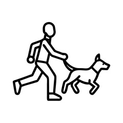 jogger with dog icon, jogger with dog line art - simple line art of jogger with dog, perfect for jogger with dog logos and icons and themed design 