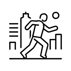 jogging in city lights icon, jogging in city lights line art - simple line art of jogging in city lights, perfect for jogging in city lights logos and icons and themed design 