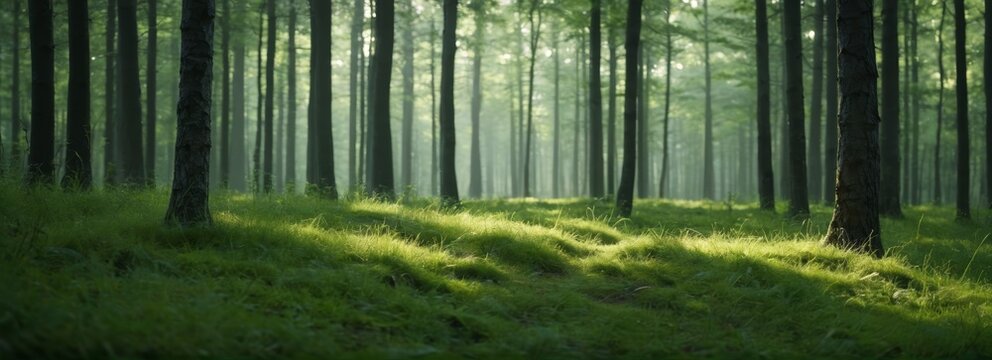 there is a path in the middle of a forest with tall trees