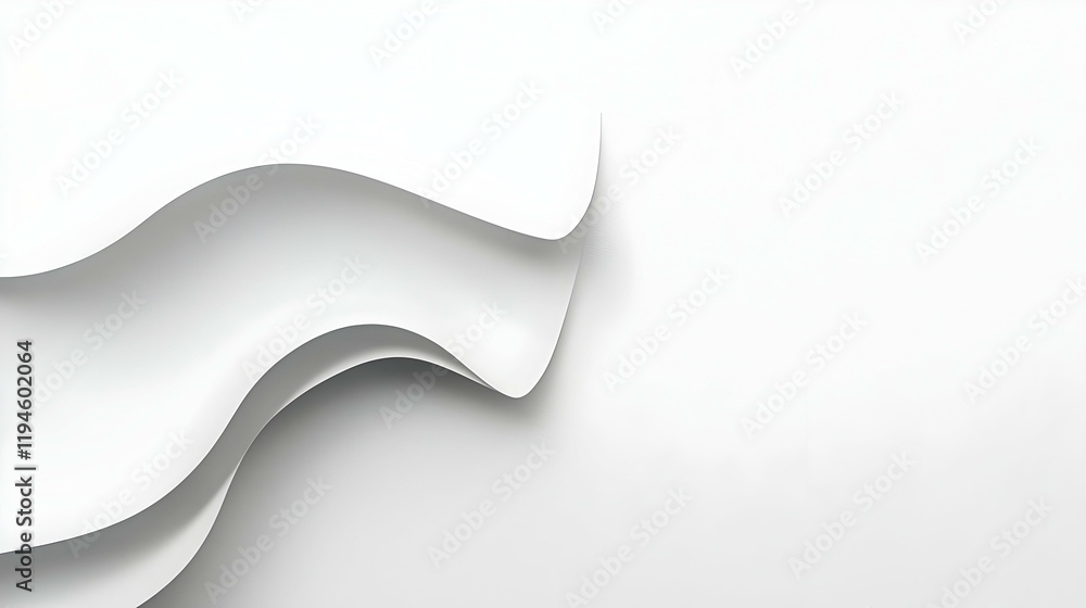 Poster curled white paper corner with soft shadow, a delicate interplay of texture and light, evoking a sen
