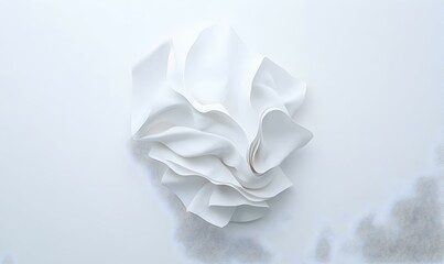 Curled White Paper Corner on Smooth Surface, A delicate corner of white paper gracefully curls against a clean, unmarked background, inviting curiosity.