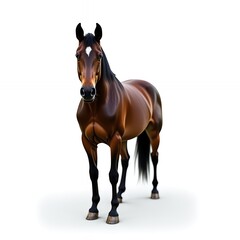 Obraz premium Majestic Brown Horse on White Background