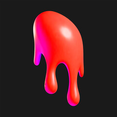 A red drop of liquid that is spilling down,3d vector illustration.
