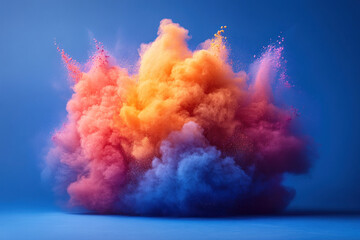 a bright explosion of colored powder flying in all directions.  