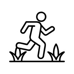 running on grass icon, running on grass line art - simple line art of running on grass, perfect for running on grass logos and icons and themed design 