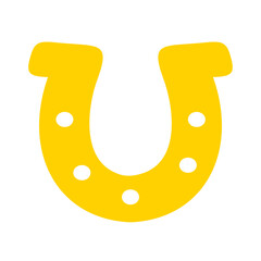 Gold horseshoe. Flat vector design. Illustration on white background.