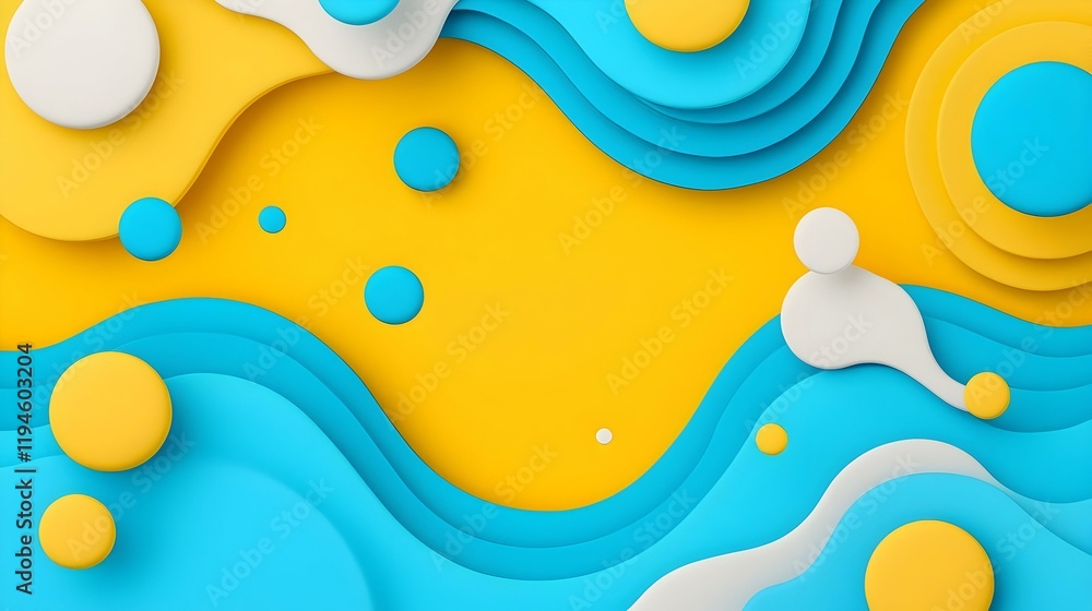 Aufkleber vibrant abstract composition with dynamic yellow and blue hues, fluid shapes intertwining to create 