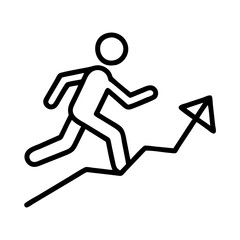 running uphill icon, running uphill line art - simple line art of running uphill, perfect for running uphill logos and icons and themed design 