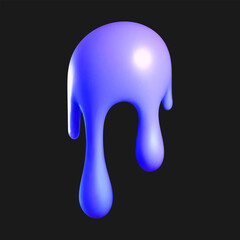 A purple drop of liquid that is spilling down,3d vector illustration.