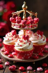 pink cupcakes with cream 