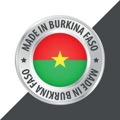 Made in Burkina Faso badge logo flag sticker 3d vector illustration isolated on white