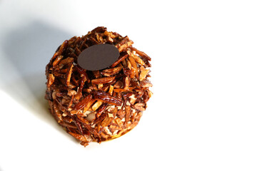 Coffee Almond Cake Dessert isolated on white background