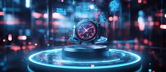Obraz premium Futuristic Chronograph: A Digital Timepiece Display