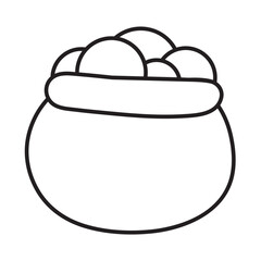 Pot of gold. Outline vector icon. Illustration on white background.