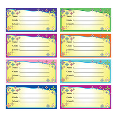 school note book name tag vector