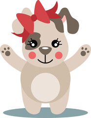 Happy dog girl with bow