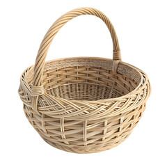 Fototapeta premium Rustic Handwoven Wicker Basket with Handle.