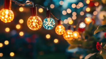 Decorative String Lights for Christmas Tree, Festive Holiday Decorations, Warm Glowing Bulbs