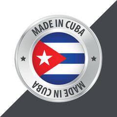 Made in Cuba badge logo flag sticker 3d vector illustration isolated on white
