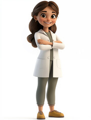 A cartoon character by profession: doctor - young woman in a white coat