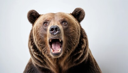 Fototapeta premium Illustration of a Bear with Mouth Open Looking Schocked on a White Background