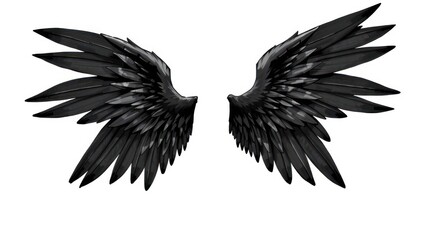 Pair of Black Wings on White Background
