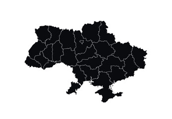 Ukraine Map vector icon. Map of Ukraine Black Silhouette.