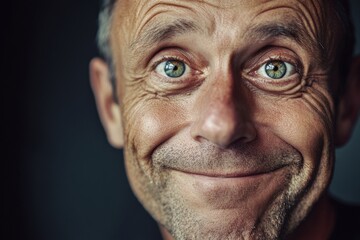 Obraz premium Close-up Portrait of a Smiling Man with Green Eyes