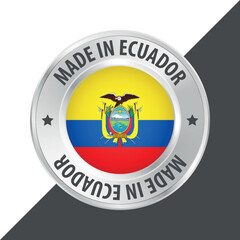 Made in Ecuador badge logo flag sticker 3d vector illustration isolated on white