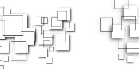 Abstract Geometric Blocks on Black Background, Abstract banner design white background, squares technical background, futuristic technology concept, Abstract geometric design with overlapping.