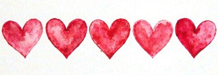 banner background with watercolor hearts on paper